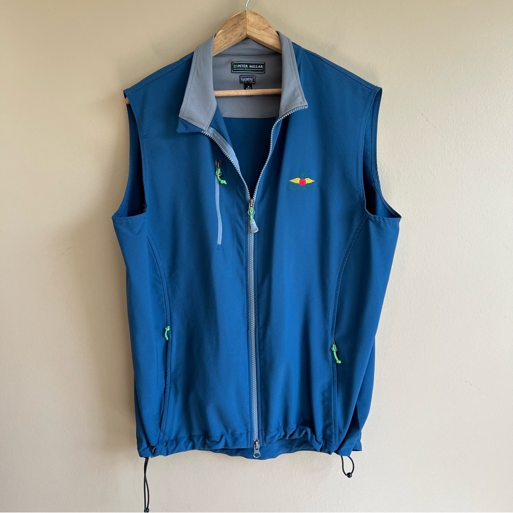 sold PETER MILLAR wind men’s blue vest size medium THE INVITATIONAL embroidered